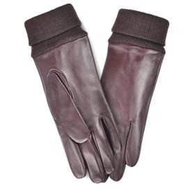 SURAWIL Womens Winter Leather Gloves Genuine Sheepskin Gloves Womens Gloves Warm Fleece Lined Touchscreen Driving Gloves For Women W08CA-T,Saddle,L