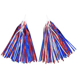 catin Patriotic Bike Streamers Red White Blue Bike Tassels Shiny Tinsel 4th of July Bike Decorations for Bicycle Scooter Tricycle Handlebar, 1 Pair