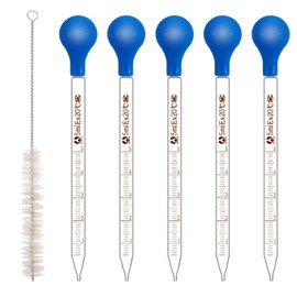 CIATBYYJ 5 Pack 10ml Glass Pipette Dropper with 1 Pcs Cleaning Brush, Lab Graduated Dropper for Liquid Essential Oil, Glass Liquid Pipette with Rubber Cap