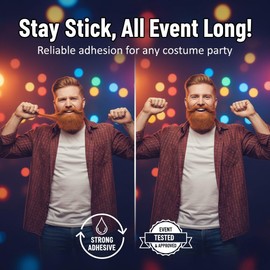 4-Piece Set – Ginger Beard and Eyebrow Stick On Beard and False Moustache – Halloween Fancy Dress Costume Accessory for Men and Women – Bundled by GetInStyle Shop