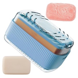 Soap Box,Draining Travel Soap Holder Saver | Leakproof Dispenser Foaming Storage Box with Drainage & Brush, Bathroom Accessories for Gym Vacation Traveling Camping Shower