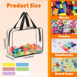 Wisebright 6 Pack Toy Storage Bags, Toy Storage Organizer with Zipper, PVC Clear Storage Bags for Board Games, Puzzles, Building Blocks