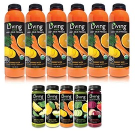 O2 Living Juice Carrot Kick Organic Cold-Pressed, No Sugar or Water Added, Made with Carrot, Orange, and Yellow Beet, Loaded with Nutrients, Vitamins, Enzymes, and Minerals (6-Pack + 4oz Variety Pack)