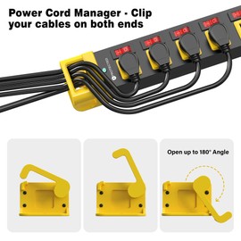 Power Strip with Individual Switches - 8 Outlet Heavy Duty Power Strip with Cord Manager,1200J Surge Protector Home Office Garage Industrial Workbench