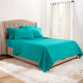 Clara Clark RV Queen Sheets, 6 Piece RV Sheets Set - Hotel Luxury Sheets for RV Bunks, Super Soft Bedding Sheets & Pillowcases, RV Short Queen Sheets, Teal