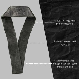 RYXX Premium Leather Weightlifting Straps | Versatile lifting straps made for Grip | Quality gym accessories for Men and Women | Weight lifting straps | Made in the UK | (Black - Max Strengh)