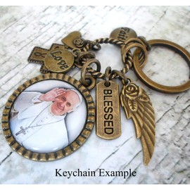 Pope Francis Keychain, Purse Clip or Necklace, Beloved Catholic Pope, Blessed and Loved, Keep the Faith. Great Gift for Everyone. Confirmation Gift.