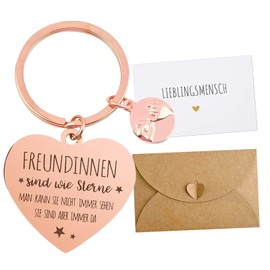 Geschenk Freundin Geburtstag, Schlüsselanhänger für Die Freundin mit Grußkarte und Umschlag, Geschenk Beste Freundin Geburtstag Abschiedsgeschenk Freundschaftsgeschenke Freundin Geschenk (Rosa)