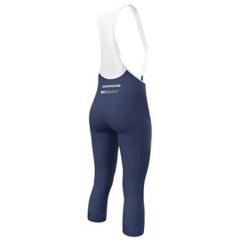 Lo.gas Women's Padded 3/4 Cycling Shorts, Breathable Bib Shorts, Elastic Cycling Shorts with Straps, High-Waist Cycling Shorts with UPF50+, blue, L