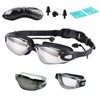 HSTWODE Optical Swimming Goggles, Swimming Goggles with Prescription, Dioptres: -1.5 to -8.0, Adult Anti-Fog UV Protection Swimming Goggles, with Interchangeable Nose Bridge (Black Silver-Plated, -1.5