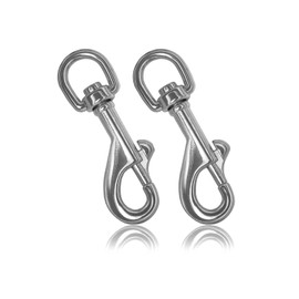 Ganzoo Carabiner Hook with Swivel L: 65 mm, Bolt Carabiner for Dog Lead, Pack of 2, Steel Carabiner, for Paracord 550 Dog Collar, Snap Carabiner Swivel Head, Zinc Alloy, Colour Silver