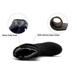 VJH confort Women's Mid Calf Boots Slouchy Riding Combat Low Heel Fur Lined Winter Zipper Booties(griege 9.5)