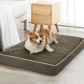WNPETHOME Orthopedic XL Dog Bed for Crate, Waterproof Extra Large Dog Bed with Removable Washable Cover & Anti-Slip Bottom, Egg Crate Foam Pet Mat, Multi-Needle Quilting Pet Bed