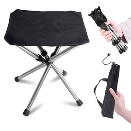 Pummny Durable with Side Pocket, Camping Tripod Stool, Portable Lightweight Folding Stool, Ultralight Camping Folding Stool, Outdoor Fishing Stool for Camping, Outdoor, Concerts, Fishing, Hiking