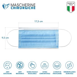 🇮🇹 60 Stück Surgical Masks Hergestellt in Italien Medical Type IIR 99% Certified Face Masks 3-Layer Face Mask Disposable Blau