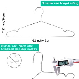 Jeffbaubl 40 Pack Wire Hangers, 16.5 Inch Space Saving Metal Hangers, Stainless Steel Strong Hanger, Heavy Duty Wire Clothes Hanger for Hanging Coats T-Shirt Suits Jackets Shirts