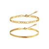 JECOMY Dainty Gold Chain Bracelet for Women 18K Gold Plated
