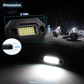 White Rock Lights for Trucks UTV ATV Jeep RZR Trailers with 15FT Leads Each Light, Aluminum Housing（16pcs）