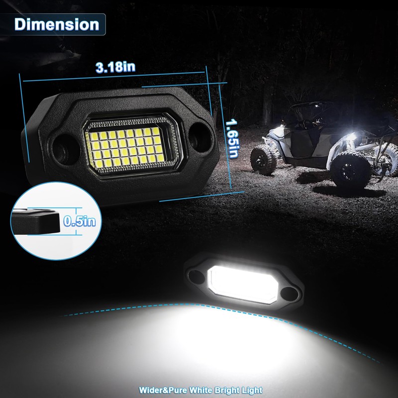 White Rock Lights for Trucks UTV ATV Jeep RZR Trailers