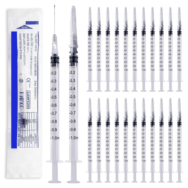 SPORWAY Pack of 100 Sterile Syringes, 1 ml Plastic Syringe