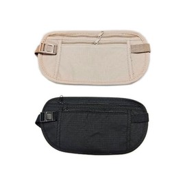 2 Hidden Money Belts, Anti-theft Belt, Sports Belt, Adjustable Belt, Waterproof Travel Belt Bag for Passport, Cash, 2 Khaki and Black