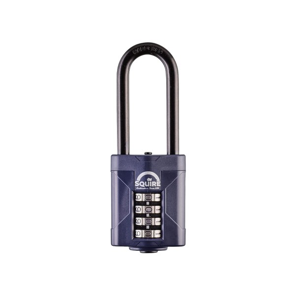 Squire Heavy Duty Padlock (CP50/2.5) - Toughest Extra Long Shackle - 4 Wheel Combination Padlock - Alloy Steel for Corrosion Resistance - Weatherproof Lock for Home, School & Shed (Blue, 50 mm)
