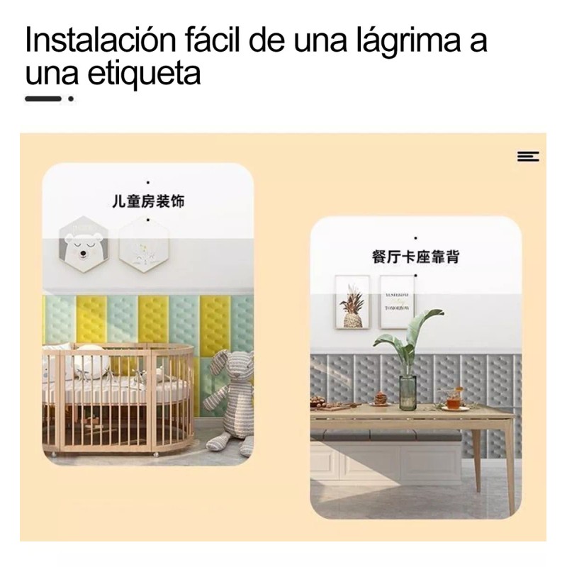 NIOU 6 Pegatina Pared Patron Espuma Papel Tapiz Cabecera 70*35cm