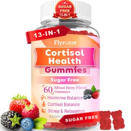 Cortisol Supplements for Women & Men, 13 in 1 Cortisol Detox, Cortisol Manager Reducer with Ashwagandha, Magnesium, L-Theanine, Cortisol Balance Gummies-Hormone Balance, Focus, Calm, zzZ, 60 Cts