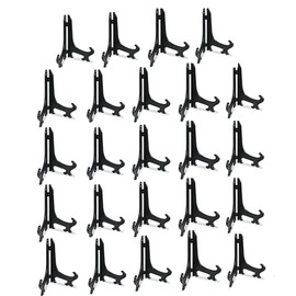 Tincogo 3" Black Plastic Easels or Stand/Plate Holders to Display Pictures or Other Items at Weddings, Home Decoration, Birthdays, Tables (24 Pack)
