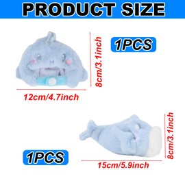 Doll Clothes Outfit Set, Blue Shark Clothing and Headgear Flannel Toy Clothes Cute & Stylish Toy Outfit Accessories for 6.7in Doll