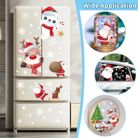 HAYHOI Christmas Window Clings,191Pcs Double-Side Christmas Decorations for Glass Windows, Cute Cartoon Hello Xmas Snowflake Decal for Indoor Outside Shop Party Decor New Year White Christmas Stickers