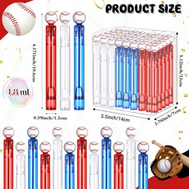 Hollowfly 48 Pcs Mini Baseball Bubble Wands Party Favors Birthday Bubble Wand Bulk Baseball Themed Decorations for Outdoor Summer Classroom Party Supplies Kids Goodie Bags Filler