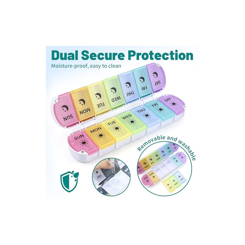 Foldable 7-Day AM/PM Pill Organiser, Magnetic, Travel
