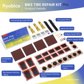 Puncture Repair Kit, High Performance Puncture Repair Patches, Bike Puncture Repair Kit Includes 24 PCS Puncture Repair Patches, 2 Crowbars, Suitable for Mountain Bikes, Road Bikes