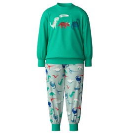 CALIDA Toddlers Children's 100% Organic Cotton Cuffed Pyjamas with Soft Ribbed Cuffs, Arcadia Green