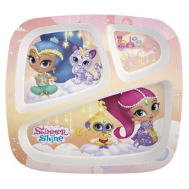Zak Designs Nick Jr. 3-section Kids Plate, Shimmer & Shine