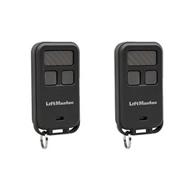 Mini Key Chain Garage Door Opener Remote 2pk, Black with Grey Buttons