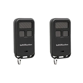 Mini Key Chain Garage Door Opener Remote 2pk, Black with Grey Buttons
