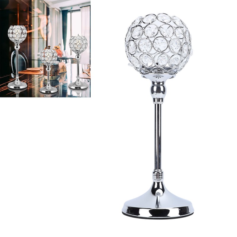 Crystal Candle Holder Ornament Tall Elegant Crystal Silver Candlestick for