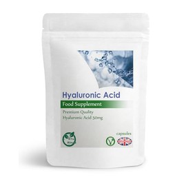 Hyaluronic Acid 50mg Capsules | Anti Ageing Properties, Skin, Bones and Hair Care | Vegan (Pack of 30)