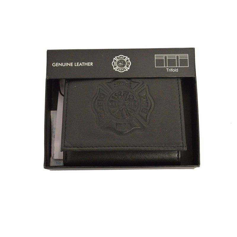 Tri Fold Fire Department Wallet with RFID Safe (LW-108) (Black)