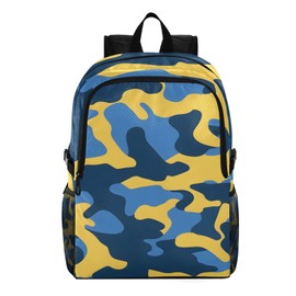 GEDAKO Travel Hiking Daypack Foldable Packable Backpack Blue Yellow Camouflage Waterproof Lightweight Casual Rucksuck for Men Women