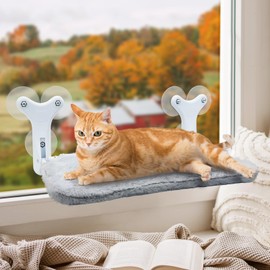Hiwhy Cat Window Perch with 6 Strong Suction Cups, Cat Hammock Size is 11.8"x20.5", Indoor Foldable Window Cat Bed with Soft Cushion for Cats, 1 Pack