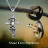 AXELUNA Snake Cross Necklace Sterling Silve Snake Necklace Faith Religious