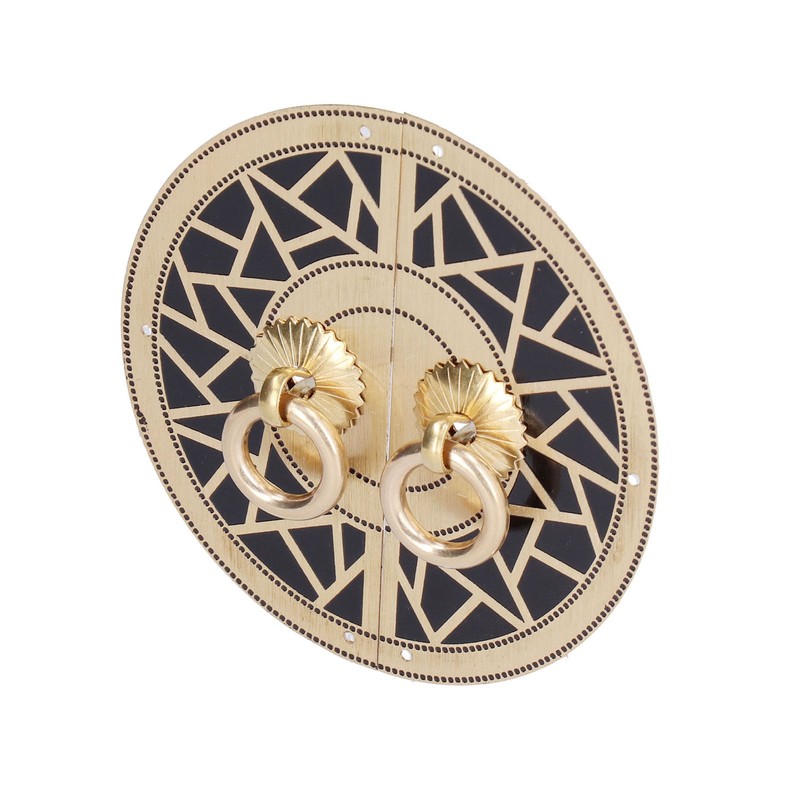 Chinese Antique Cabinet Handle Brass Circular Plaid Bookcase Knob for