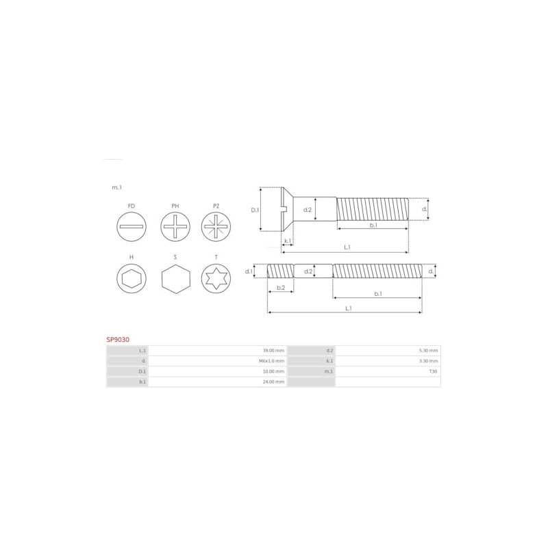 AS-PL Starter Motor Solenoid Screw Kit SP9030