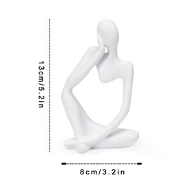 Lifexquisiter Mini Thinker Statue, Thinker Figurines Sculptures Home Decor, Modern Abstract Statue Ornaments for Living Room Bookshelf Desk Home Office Car Decorations, White
