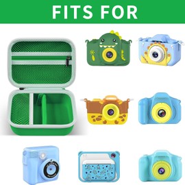 PAIYULE Case for Uleway Children's Camera, Digital Camera Print Instant Camera for MINIBEAR/GlobalCrown/Gofunly/USHINING Digital Print Camera and Memory Card, Green, Kids Backpack