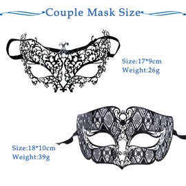 2 Pack Masquerade Mask Venetian Party Mask Set Masquerade Half face Mask For Woman Man