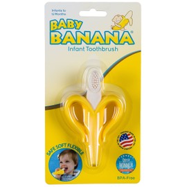 Baby Banana The Original Baby Banana Toothbrush Teether Toy, for Babies Infants Toddlers; USA Family-Owned Business; Teething Relief for Sore Gums, Massaging Soothing; Safest Food Grade Silicone